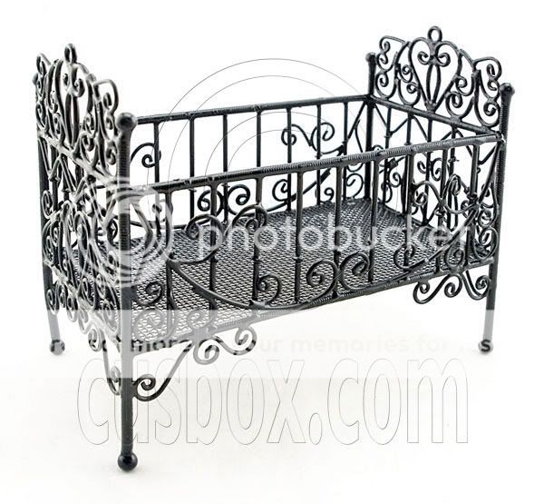 Black Wire New Bedding Crib Cradle Cot 112 Dolls House Dollhouse 