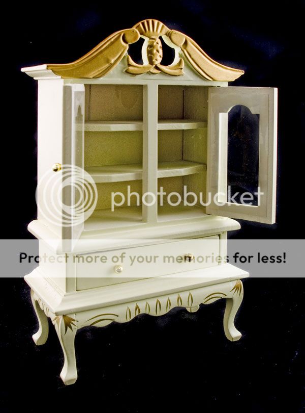 White Pearl Queen Anne Leg Bookcase Dollhouse Furniture  