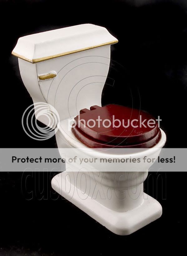 Mahogany Bathroom Tank Seat Toilet Dollhouse Furniture  