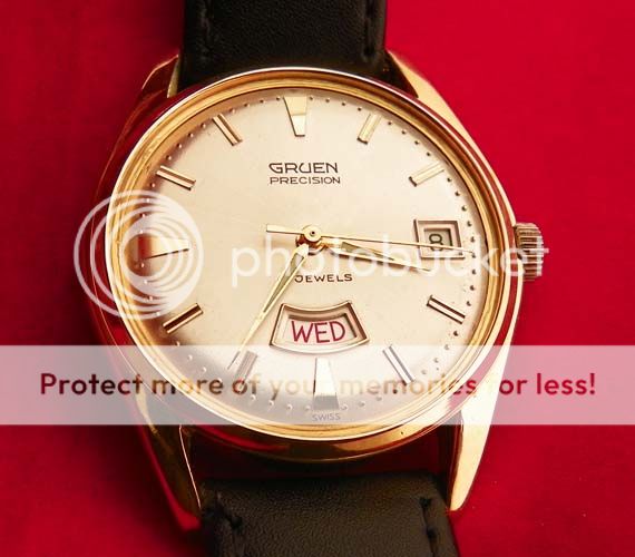 vintage gruen precision unique day date original sunburst dial
