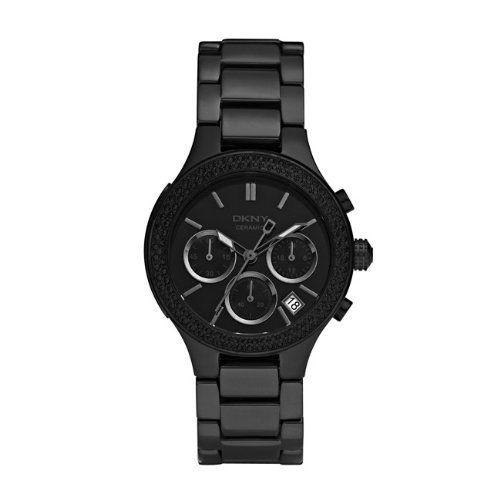 NEW DKNY NY8184 BLACK CERAMIC CHRONOGRAPH LADIES WATCH  