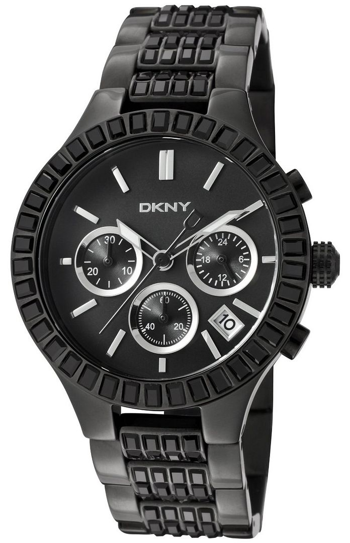 dkny chronograph black ion-plated ladies watch ny8316