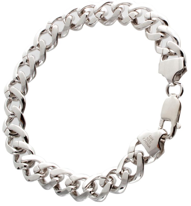 Sterling Silver Men's Cz Wrist Bracelet 8.25
