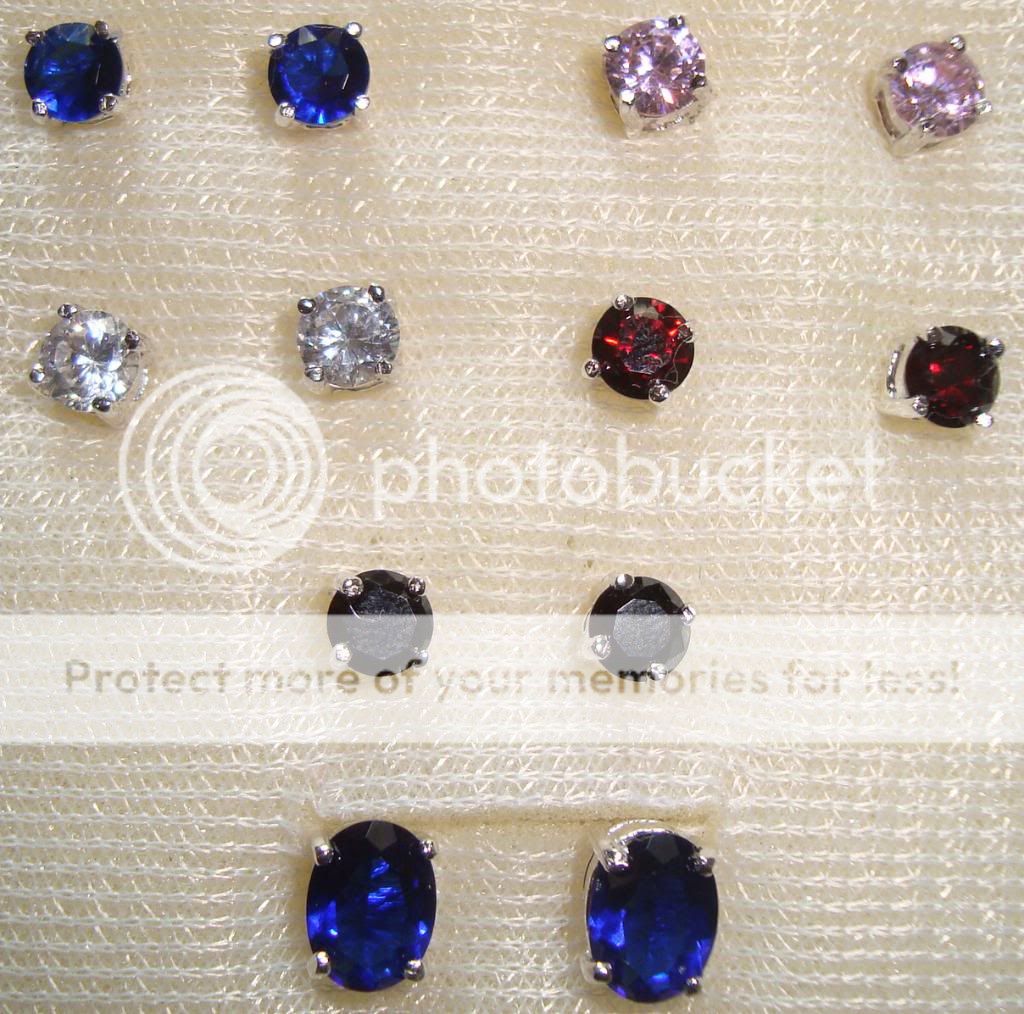 BEAUTIFUL WHOLESALE LOT OF 6 PAIRS CZ GEM STONES STERLING SILVER 925 