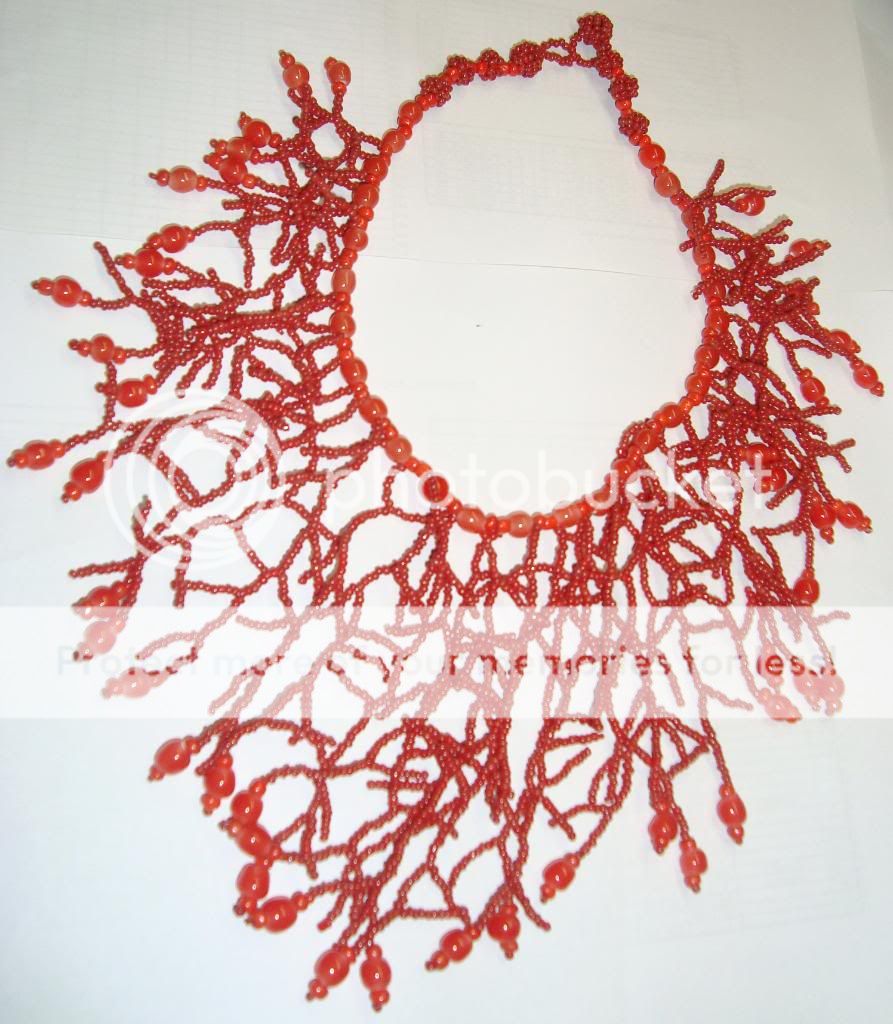 Elegant Coral Pattern Carnelian Bead Necklace